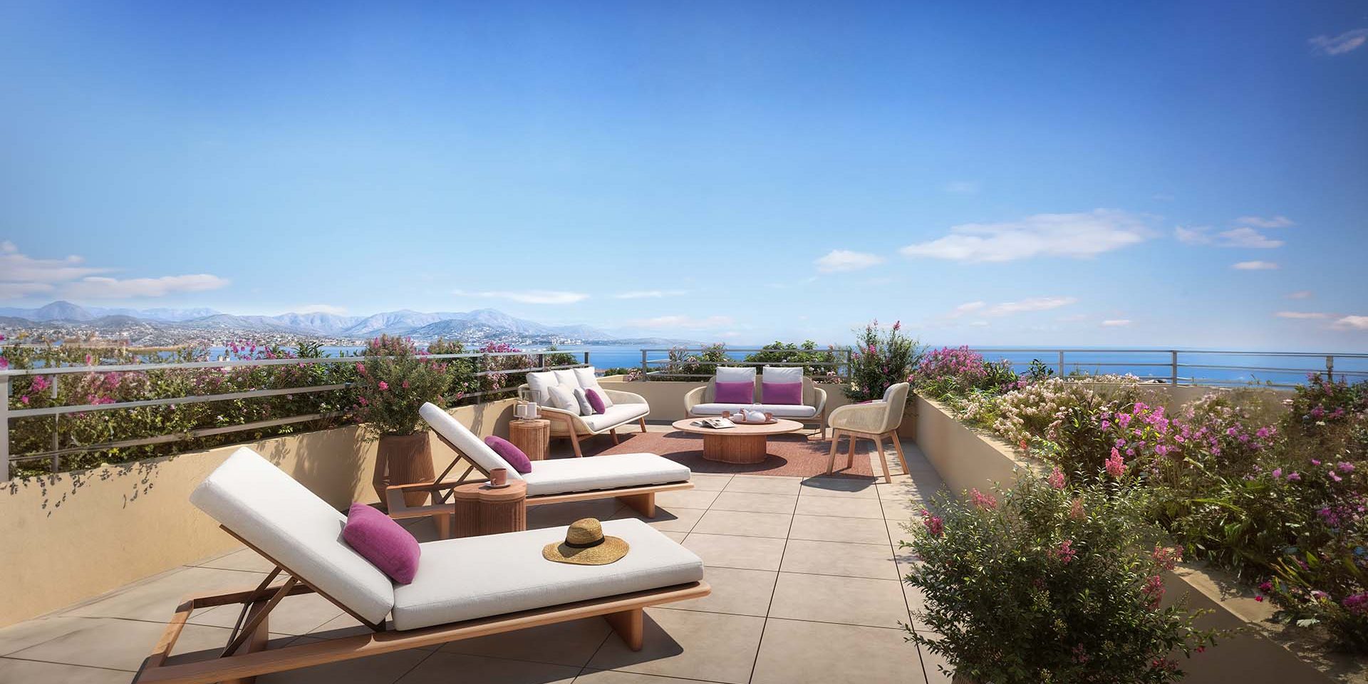 photo toit terrasse avec vue mer
